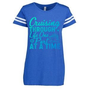 Cruising Through Life One Port At A Time Cruise Vacation Gift Enza Ladies Jersey Football T-Shirt