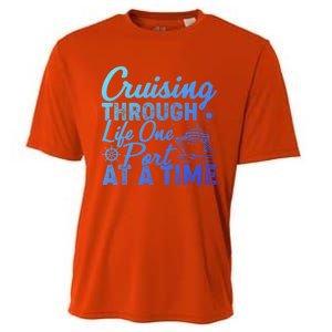 Cruising Through Life One Port At A Time Cruise Vacation Gift Cooling Performance Crew T-Shirt