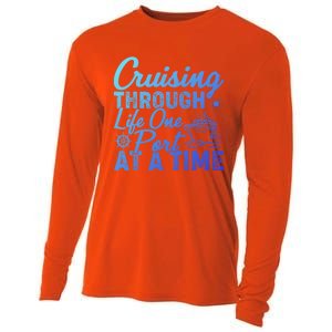 Cruising Through Life One Port At A Time Cruise Vacation Gift Cooling Performance Long Sleeve Crew