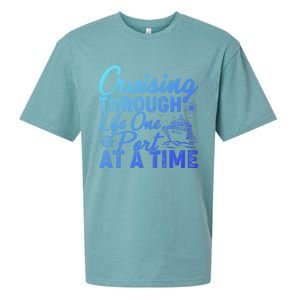 Cruising Through Life One Port At A Time Cruise Vacation Gift Sueded Cloud Jersey T-Shirt