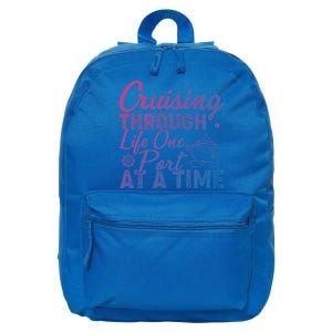 Cruising Through Life One Port At A Time Cruise Vacation Gift 16 in Basic Backpack