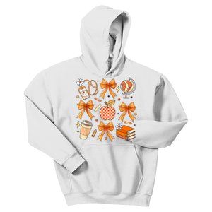 Coquette Teacher Life Football Autumn Fall Book Kids Hoodie