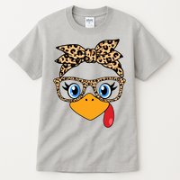 Cute Thanksgiving Leopard Print Bandana Glasses Turkey Girl Tall T-Shirt