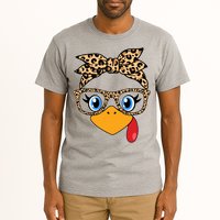 Cute Thanksgiving Leopard Print Bandana Glasses Turkey Girl Tall T-Shirt