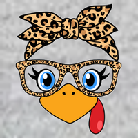 Cute Thanksgiving Leopard Print Bandana Glasses Turkey Girl Tall T-Shirt