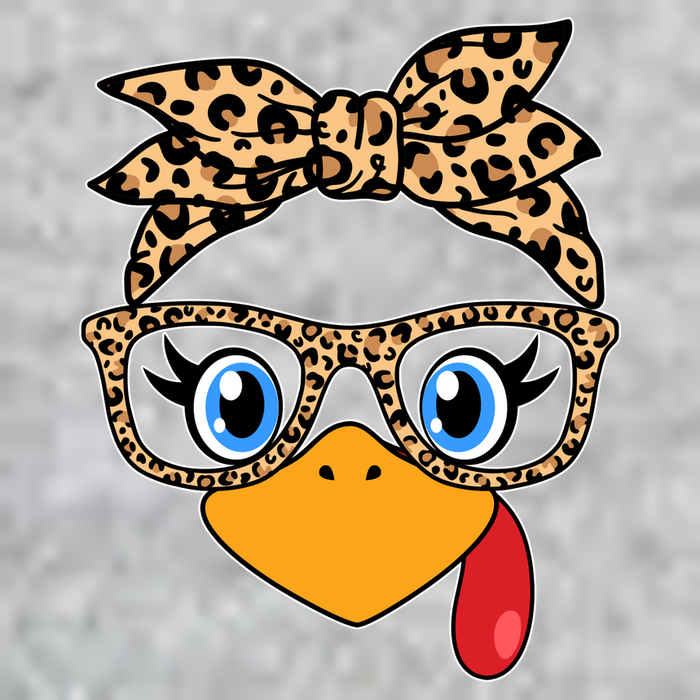 Cute Thanksgiving Leopard Print Bandana Glasses Turkey Girl Tall T-Shirt