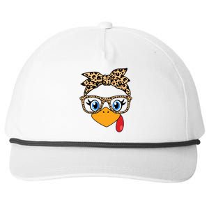 Cute Thanksgiving Leopard Print Bandana Glasses Turkey Girl Snapback Five-Panel Rope Hat