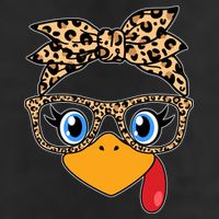 Cute Thanksgiving Leopard Print Bandana Glasses Turkey Girl Beanie