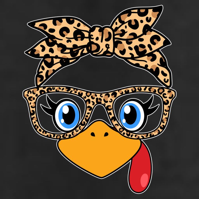 Cute Thanksgiving Leopard Print Bandana Glasses Turkey Girl Beanie