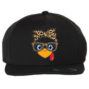 Cute Thanksgiving Leopard Print Bandana Glasses Turkey Girl Wool Snapback Cap