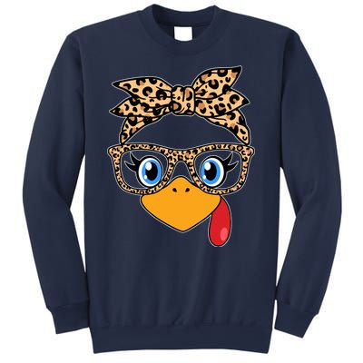 Cute Thanksgiving Leopard Print Bandana Glasses Turkey Girl Sweatshirt