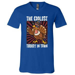 Cute Turkey Lovers Coolest Turkey In Town Thanksgiving Gift V-Neck T-Shirt