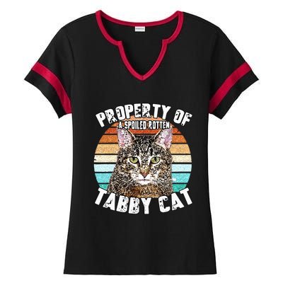 Cat Tabby Lover Vintage Eighties Style Cat Retro Gift Ladies Halftime Notch Neck Tee