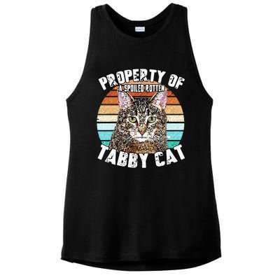 Cat Tabby Lover Vintage Eighties Style Cat Retro Gift Ladies PosiCharge Tri-Blend Wicking Tank