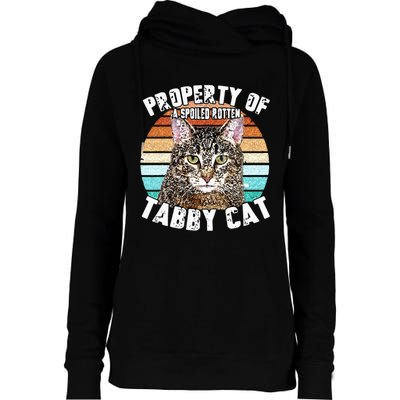 Cat Tabby Lover Vintage Eighties Style Cat Retro Gift Womens Funnel Neck Pullover Hood