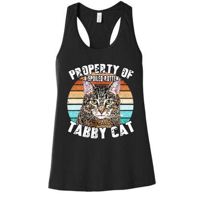 Cat Tabby Lover Vintage Eighties Style Cat Retro Gift Women's Racerback Tank