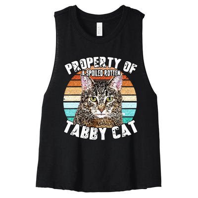 Cat Tabby Lover Vintage Eighties Style Cat Retro Gift Women's Racerback Cropped Tank