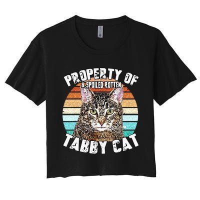 Cat Tabby Lover Vintage Eighties Style Cat Retro Gift Women's Crop Top Tee