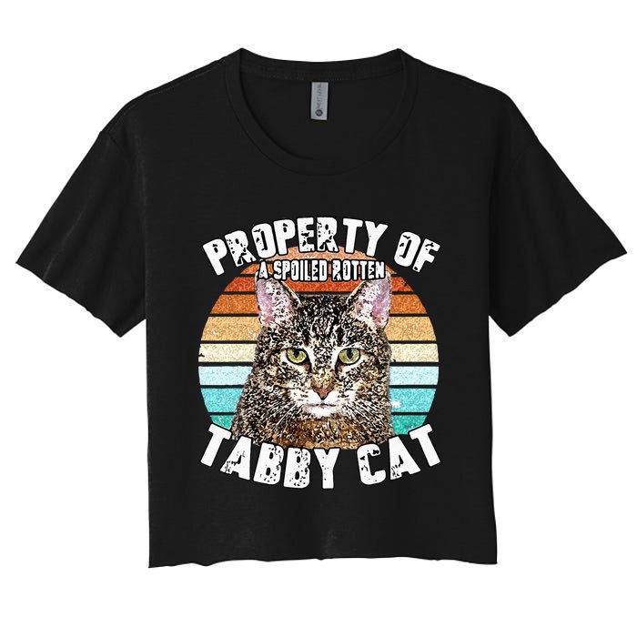 Cat Tabby Lover Vintage Eighties Style Cat Retro Gift Women's Crop Top Tee