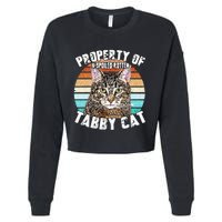 Cat Tabby Lover Vintage Eighties Style Cat Retro Gift Cropped Pullover Crew