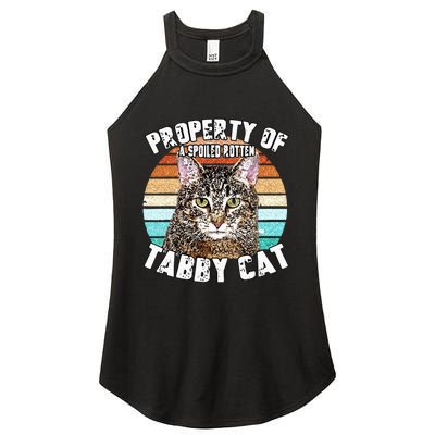 Cat Tabby Lover Vintage Eighties Style Cat Retro Gift Women's Perfect Tri Rocker Tank