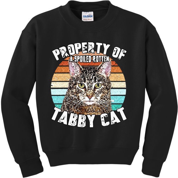 Cat Tabby Lover Vintage Eighties Style Cat Retro Gift Kids Sweatshirt