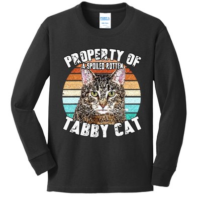 Cat Tabby Lover Vintage Eighties Style Cat Retro Gift Kids Long Sleeve Shirt