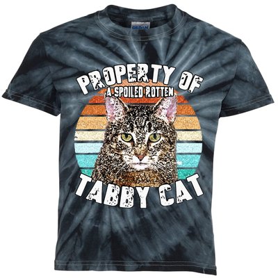 Cat Tabby Lover Vintage Eighties Style Cat Retro Gift Kids Tie-Dye T-Shirt