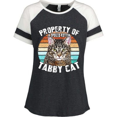 Cat Tabby Lover Vintage Eighties Style Cat Retro Gift Enza Ladies Jersey Colorblock Tee