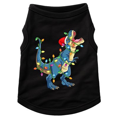 Christmas Tree Lights Funny T Rex Doggie Tank