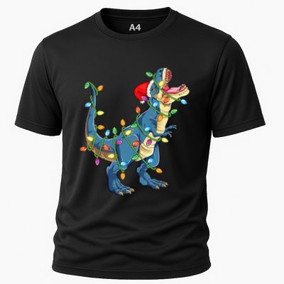 Christmas Tree Lights Funny T Rex Performance Shirt