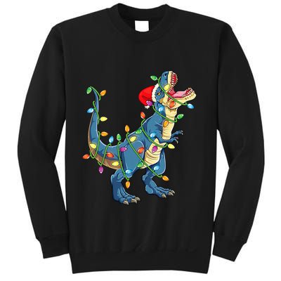Christmas Tree Lights Funny T Rex Sweatshirt