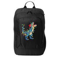 Christmas Tree Lights Funny T Rex City Backpack