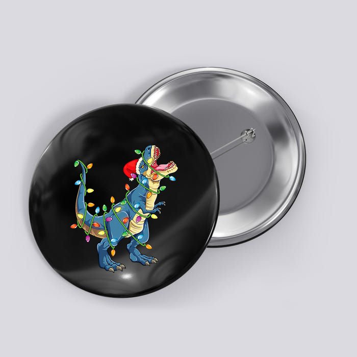 Christmas Tree Lights Funny T Rex Button