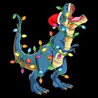 Christmas Tree Lights Funny T Rex Button