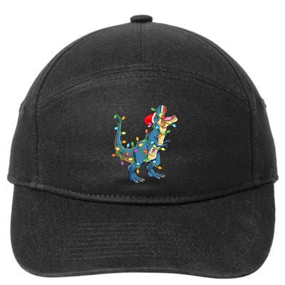 Christmas Tree Lights Funny T Rex 7-Panel Snapback Hat