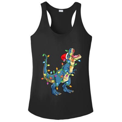Christmas Tree Lights Funny T Rex Ladies PosiCharge Competitor Racerback Tank