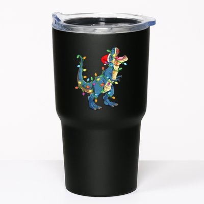 Christmas Tree Lights Funny T Rex Tumbler