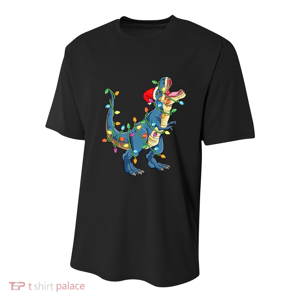 Christmas Tree Lights Funny T Rex Youth Performance Sprint T-Shirt