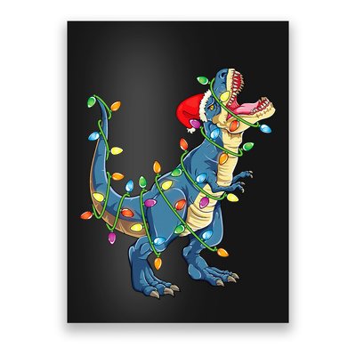 Christmas Tree Lights Funny T Rex Poster