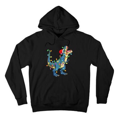 Christmas Tree Lights Funny T Rex Tall Hoodie