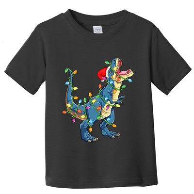 Christmas Tree Lights Funny T Rex Toddler T-Shirt