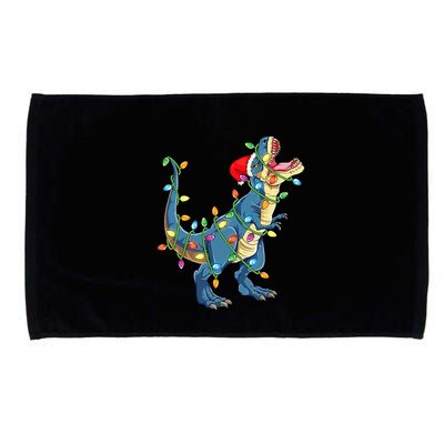 Christmas Tree Lights Funny T Rex Microfiber Hand Towel