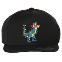 Christmas Tree Lights Funny T Rex Wool Snapback Cap