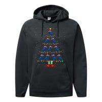 Christmas Tree Lights Santa Hat Elf Crow Xmas Tree Performance Fleece Hoodie