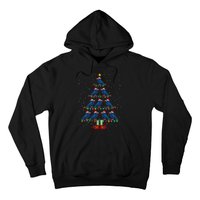 Christmas Tree Lights Santa Hat Elf Crow Xmas Tree Hoodie