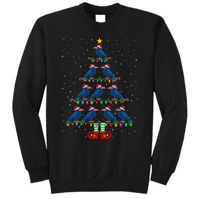 Christmas Tree Lights Santa Hat Elf Crow Xmas Tree Sweatshirt