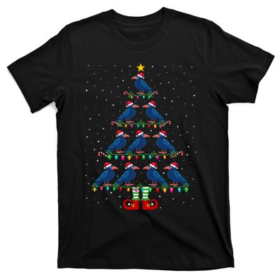 Christmas Tree Lights Santa Hat Elf Crow Xmas Tree T-Shirt