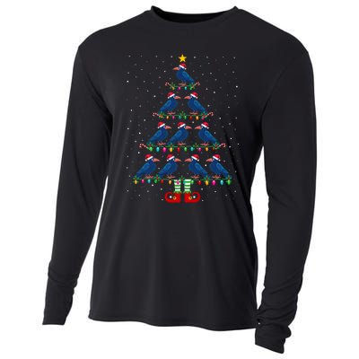 Christmas Tree Lights Santa Hat Elf Crow Xmas Tree Cooling Performance Long Sleeve Crew