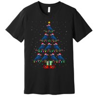 Christmas Tree Lights Santa Hat Elf Crow Xmas Tree Premium T-Shirt